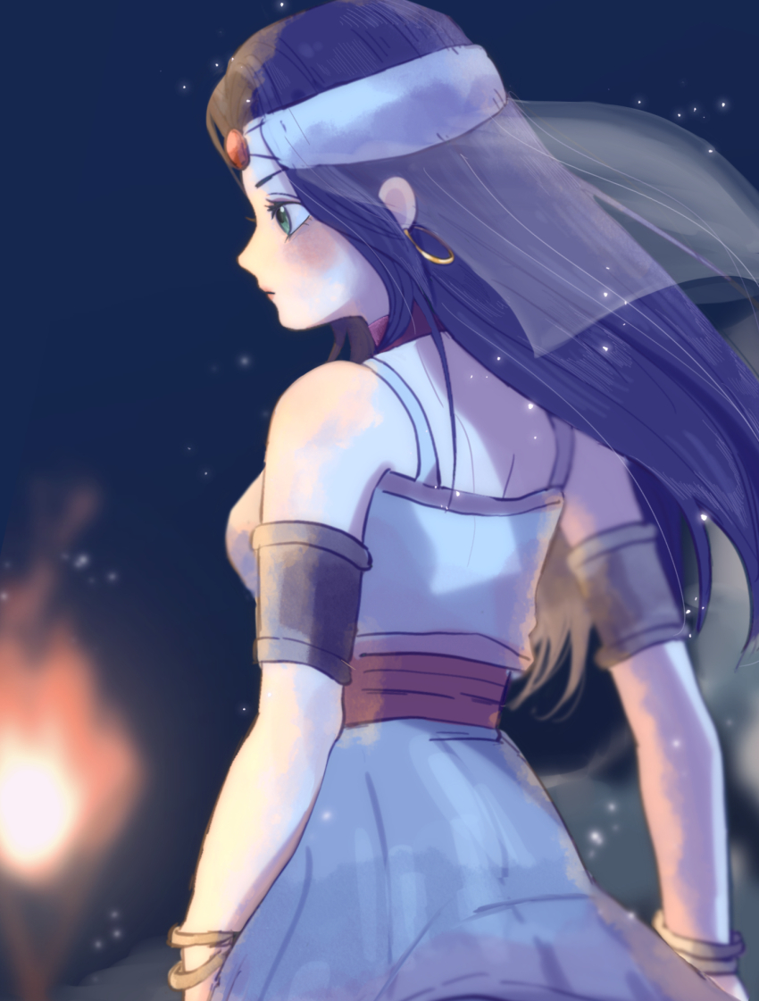 1girl, armlet, bracelet, brown_hair, choker, commentary_request, dragon_quest, dragon_quest_vii