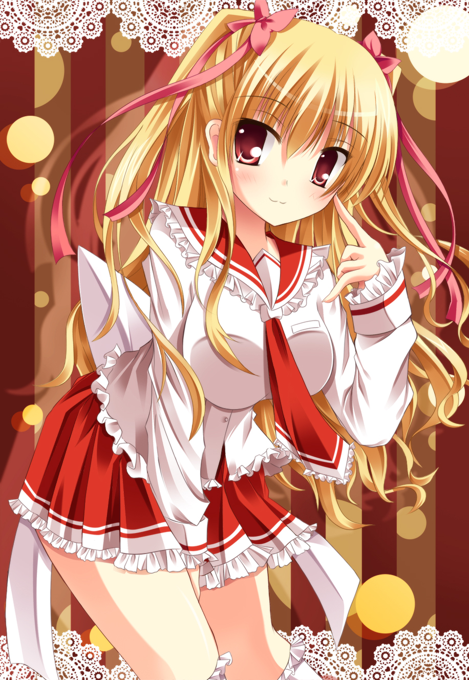 1girl, :3, bad_id, bad_pixiv_id, bent_over, between_legs, blonde_hair, breasts