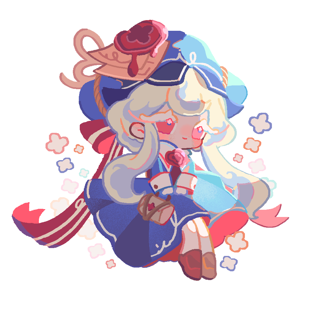 1girl, blue_dress, blue_hat, bow, caramel_choux_cookie, caramel_choux_cookie_(dedicated_square_administrator), closed_mouth, collared_dress