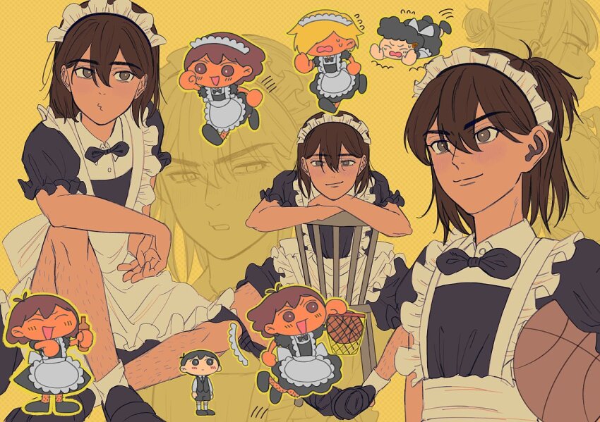 4boys, alternate_costume, angel_(omori), antenna_hair, ball, basketball_(object), basketball_hoop, black_hair