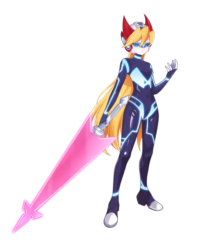 1girl, absurdres, aizeis, alternate_costume, alternate_hairstyle, biometal, blonde_hair, blue_eyes