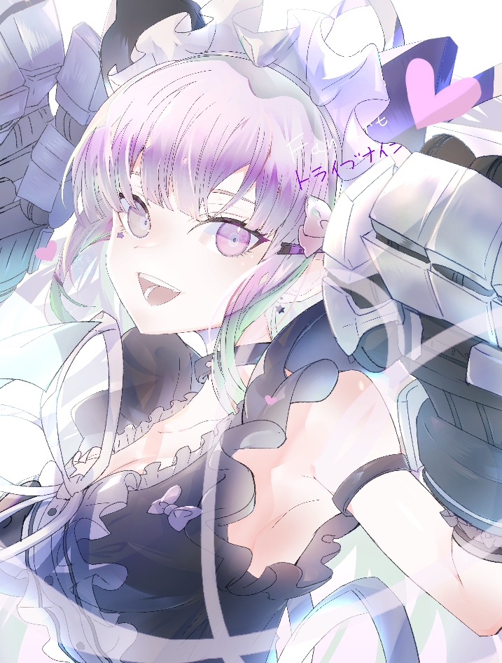 1girl, :d, akiba_hinagiku, armpit_crease, armpits, bare_shoulders, black_choker, black_dress