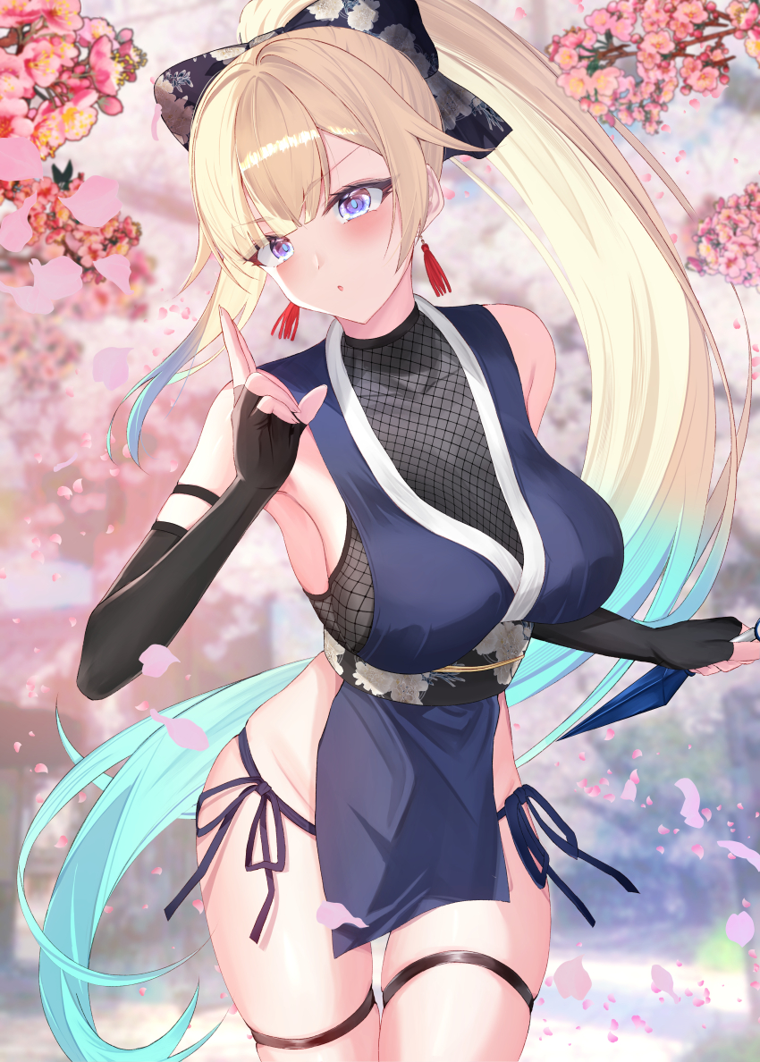 1girl, absurdres, aizawa_ema, arm_strap, black_bow, black_gloves, blonde_hair, blue_eyes