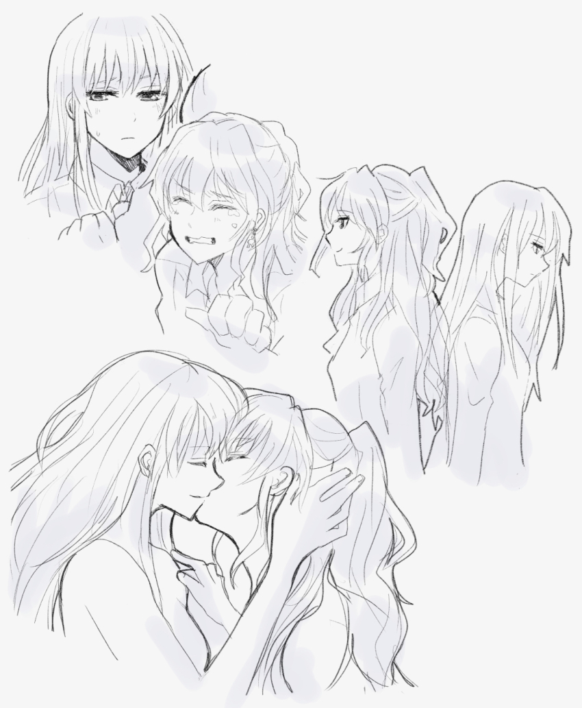 2girls, ayutarochan, back-to-back, bang_dream!, bang_dream!_girls_band_party!, closed_eyes, highres, imai_lisa