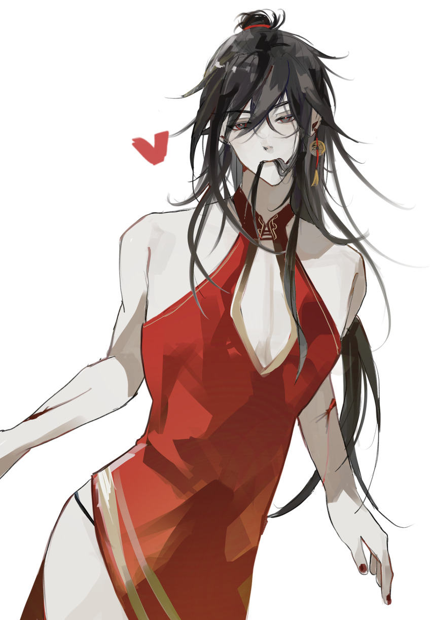 1boy, aaawwwssslll, alternate_costume, bare_shoulders, black_eyes, black_hair, blood, blood_on_arm