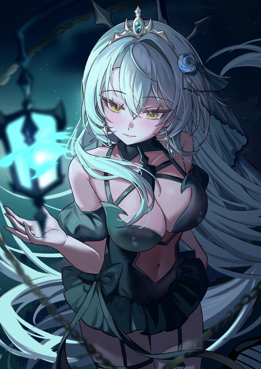 1girl, absurdres, arbiter_the_hermit_ix_(azur_lane), ariko_(aaaaarik), azur_lane, black_bow, black_dress, blue_hair