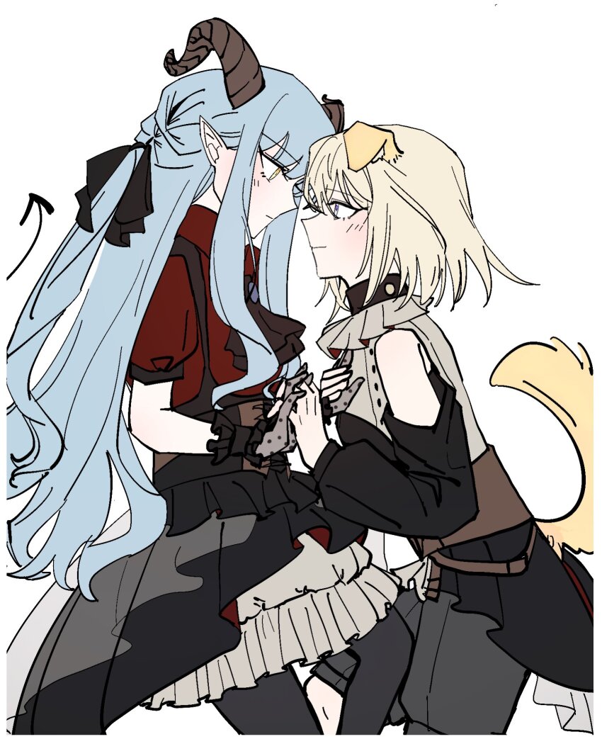 2girls, animal_ears, ascot, bang_dream!, bang_dream!_it's_mygo!!!!!, black_ascot, black_dress, black_gloves