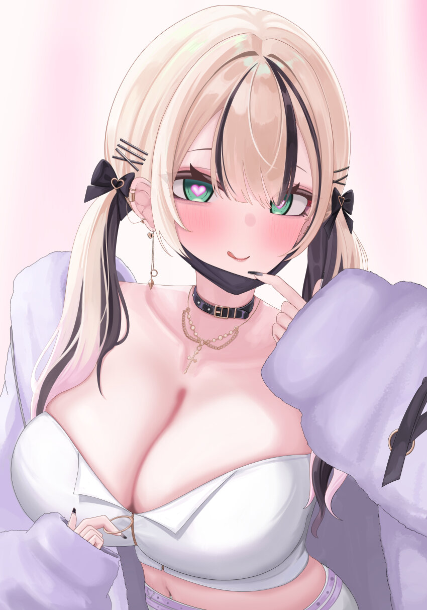 1girl, :q, absurdres, belt, belt_collar, black_belt, black_bow, black_choker