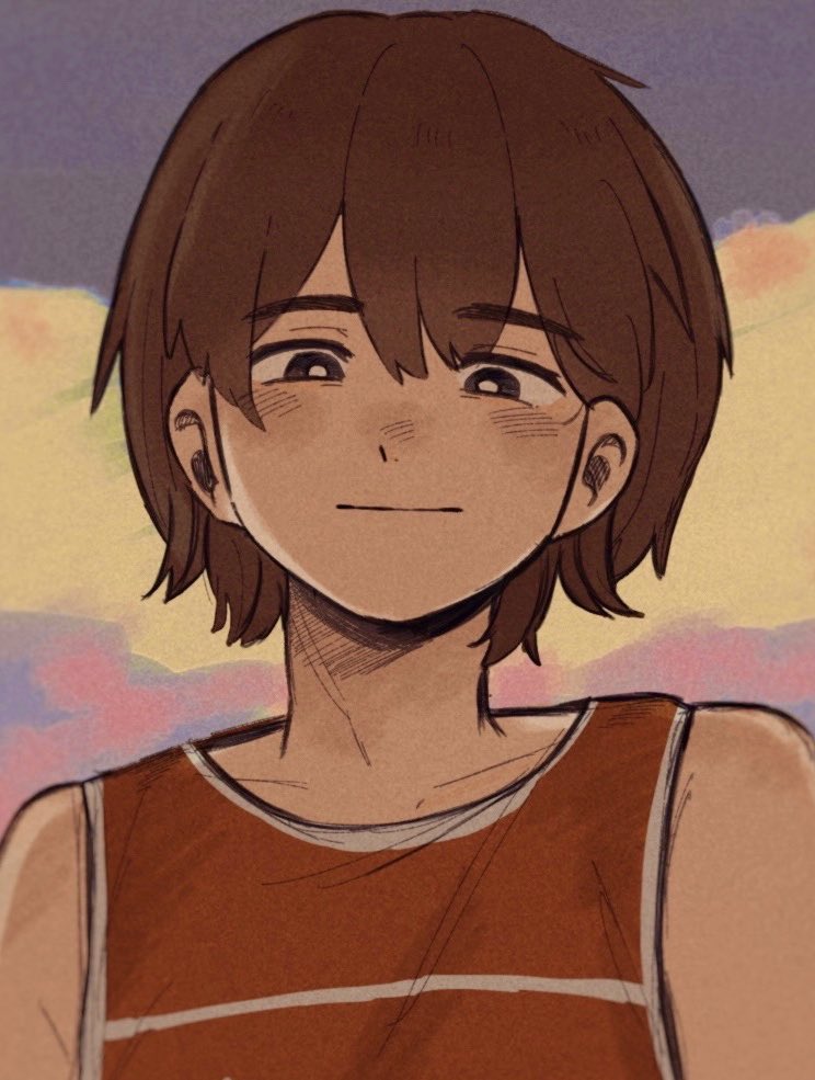 1boy, bright_pupils, brown_eyes, brown_hair, closed_mouth, collarbone, dark-skinned_male, dark_skin