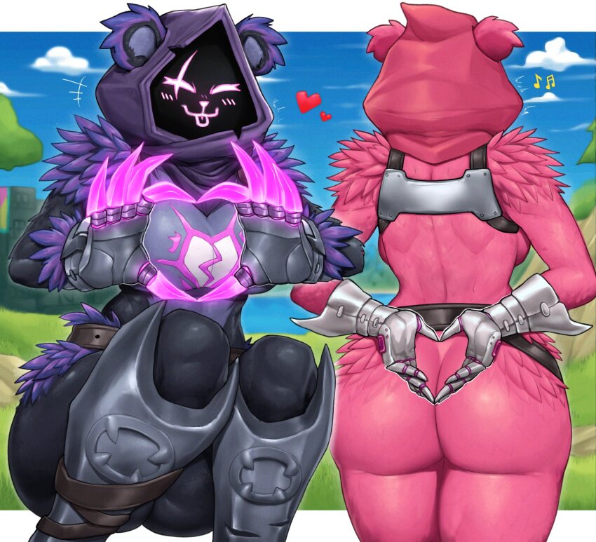 1girl, :3, animal, animal_ears, armor, ass, ass_focus, bear_ears