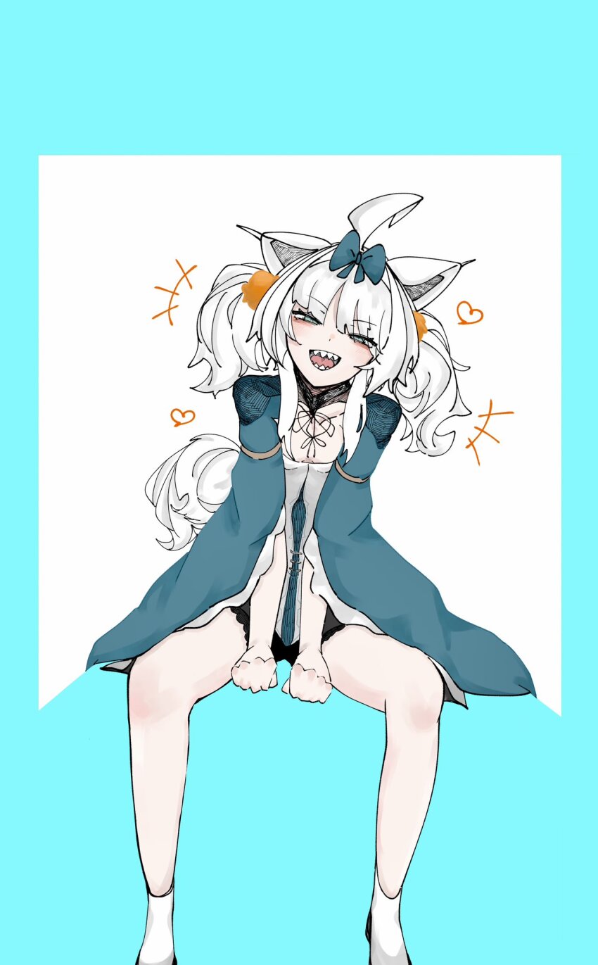 1girl, ahoge, animal_ears, chinese_clothes, grey_eyes, grey_hair, hair_intakes, hair_ornament