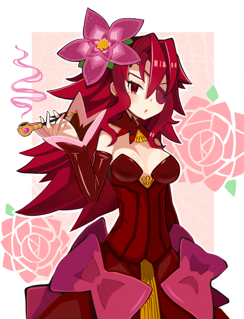 1girl, bare_shoulders, border, bow, breasts, collar, detached_collar, detached_sleeves