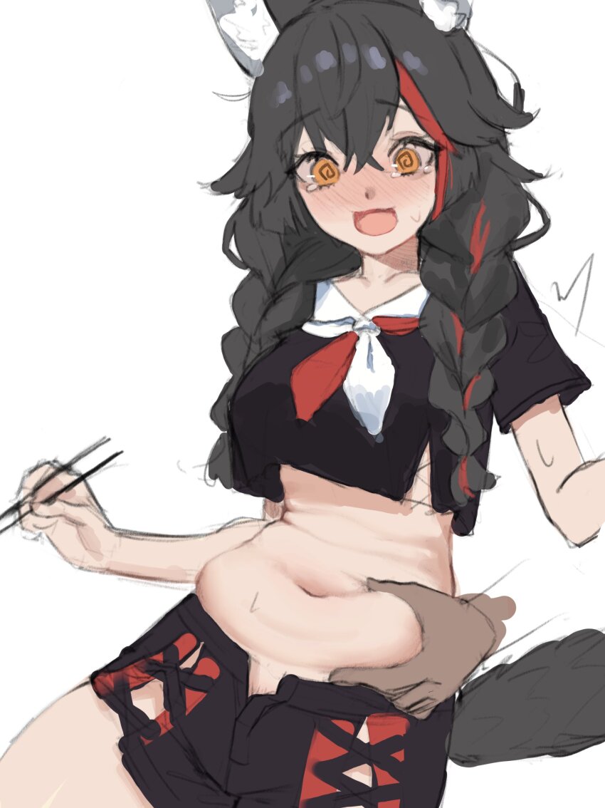 1boy, 1girl, :3, @_@, absurdres, animal_ear_fluff, animal_ears, ayeon