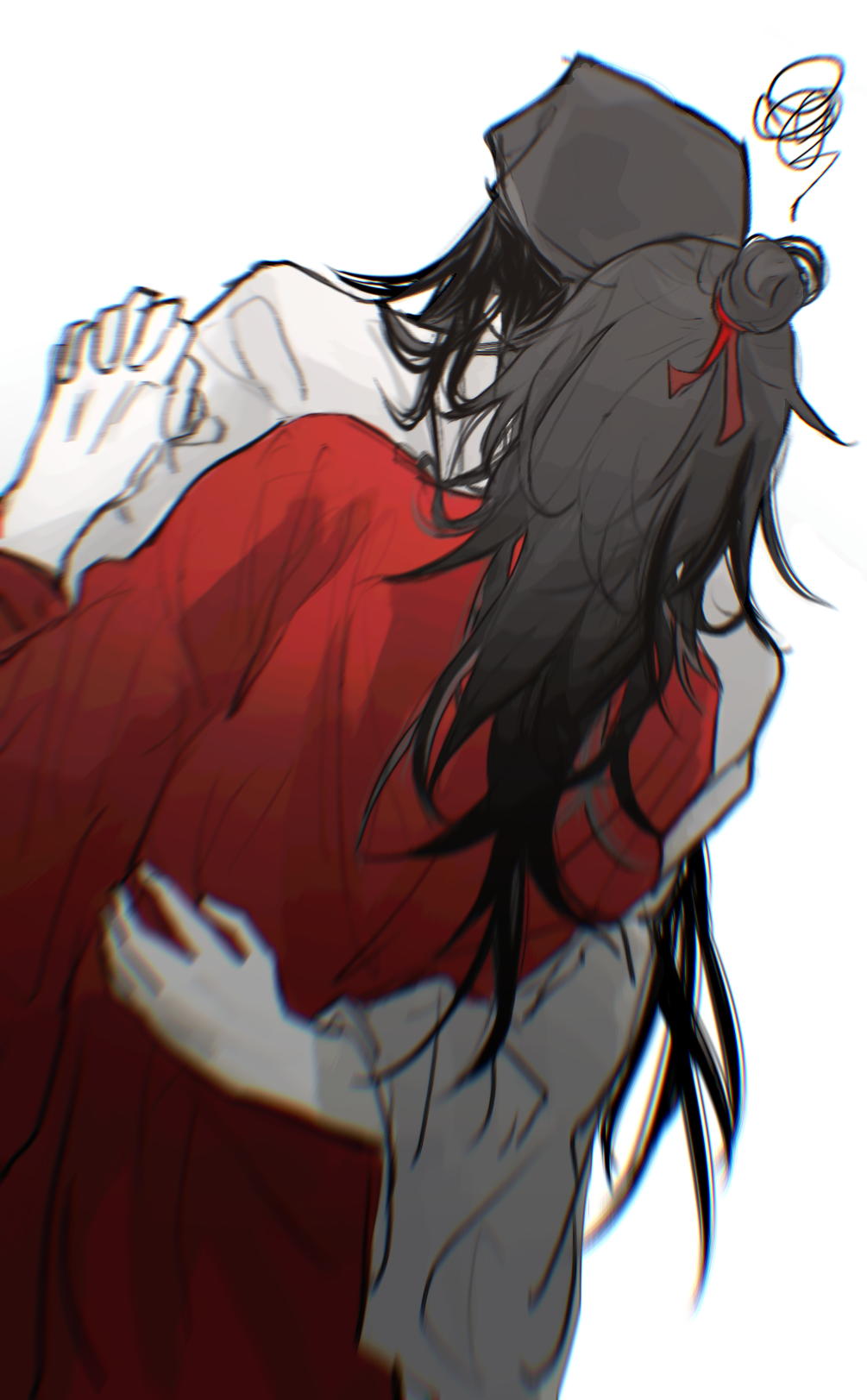 2boys, aaawwwssslll, black_hair, black_hat, chinese_clothes, chinese_commentary, dao_gui_yi_xian, facing_away