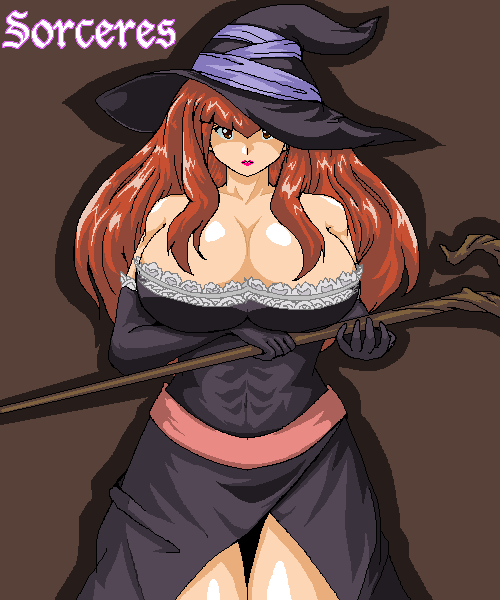 1girl, bare_shoulders, breasts, brown_eyes, brown_hair, cleavage, detached_sleeves, dragon's_crown