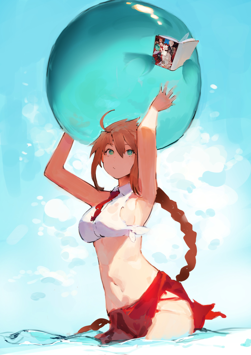 1boy, 1girl, ahoge, book, breasts, fantasy, green_eyes, highres