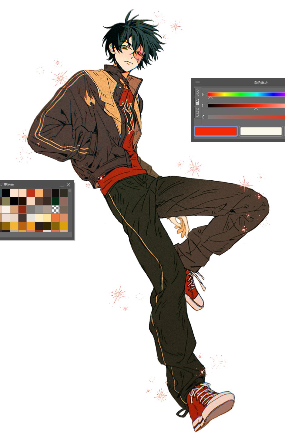 1boy, alternate_costume, avatar:_the_last_airbender, avatar_legends, black_hair, black_pants, brown_jacket, burn_scar