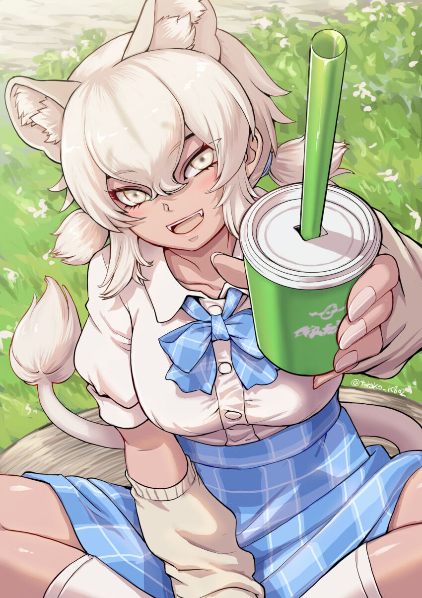 1girl, animal_ears, blue_bow, blue_bowtie, blue_skirt, blush, bow, bowtie