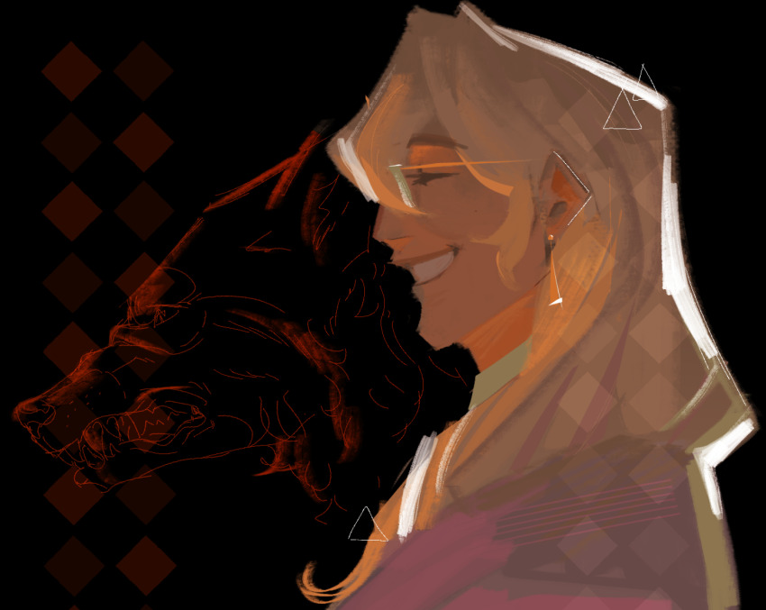 1boy, 2023, abstract_background, ace_attorney, apollo_justice:_ace_attorney, black_background, blonde_hair, dark-skinned_male