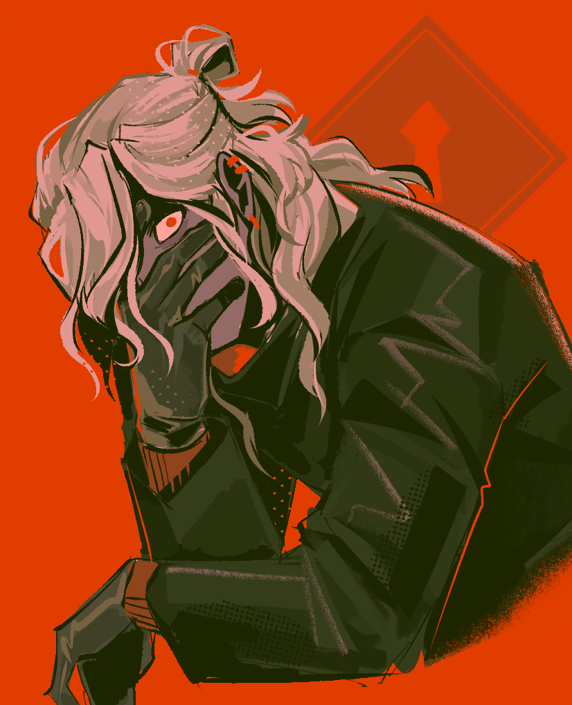 1boy, ai_the_somnium_files, black_coat, black_gloves, blonde_hair, coat, dark-skinned_male, dark_skin