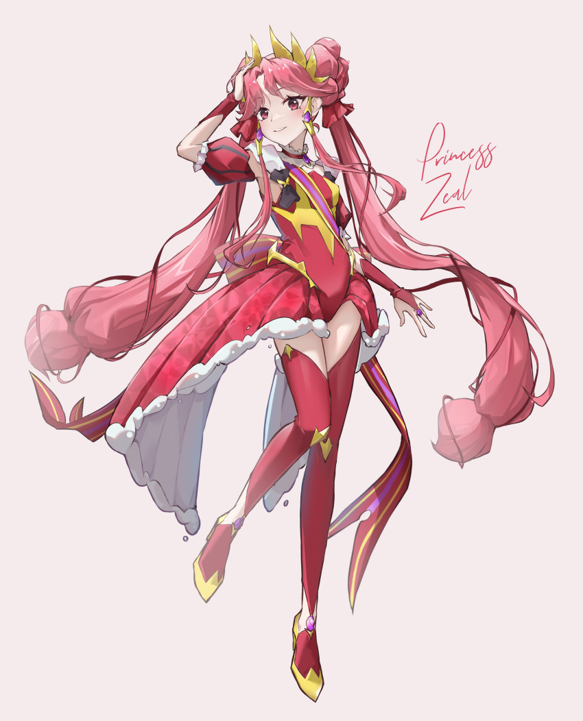 1girl, absurdres, ayesha618, boots, bow, breasts, character_name, full-leg_boots