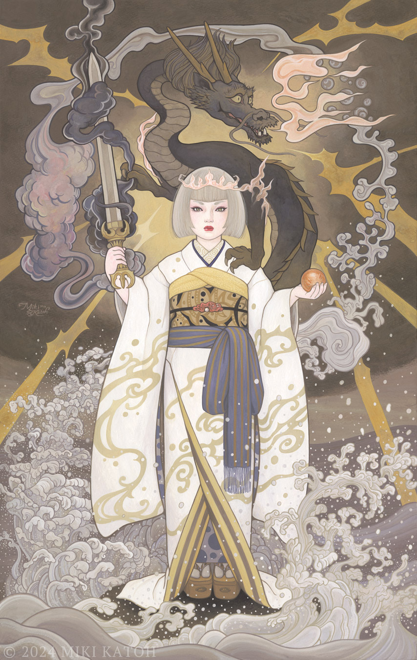 1girl, 2024, black_dragon, closed_mouth, dragon, highres, japanese_clothes, kimono