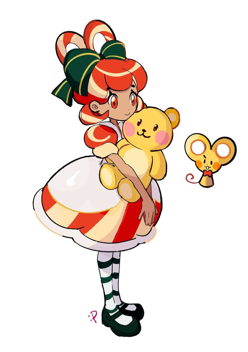 1girl, black_pantyhose, black_shoes, blonde_hair, bow, child, closed_mouth, commentary_request