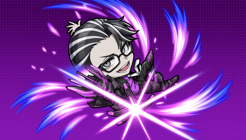 1boy, :d, belt, black_belt, black_hair, black_jacket, black_pants, chibi