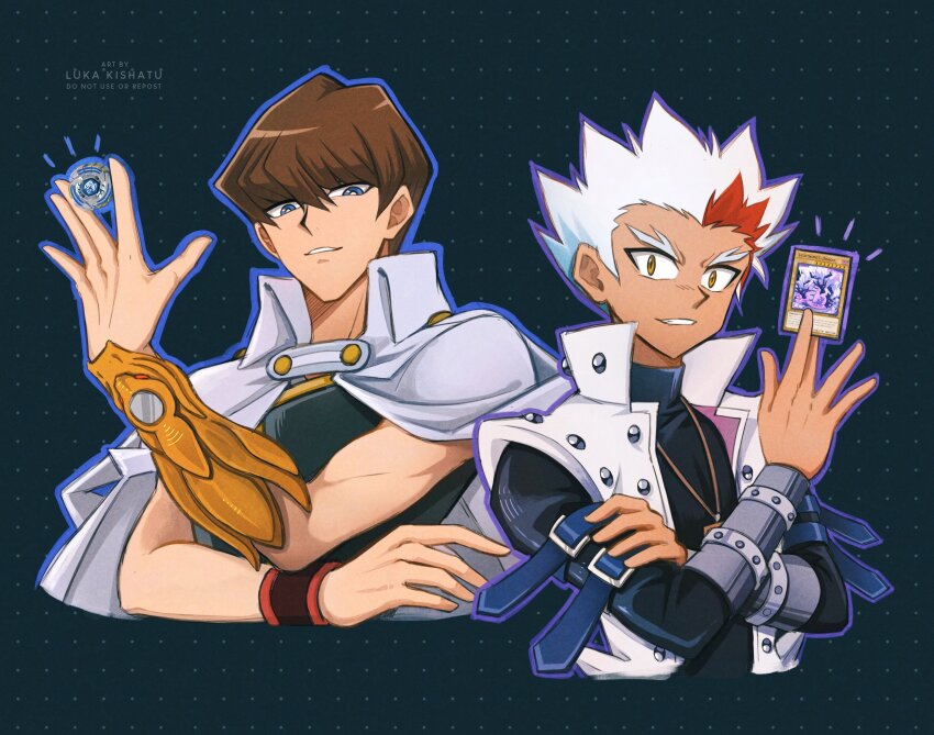 absurdres, beyblade, beyblade_(object), black_background, black_shirt, brown_hair, cape, card