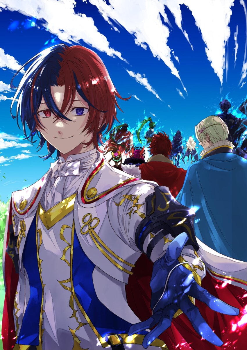 5boys, 5girls, alfred_(fire_emblem), aura, blonde_hair, blue_eyes, blue_hair, brown_hair