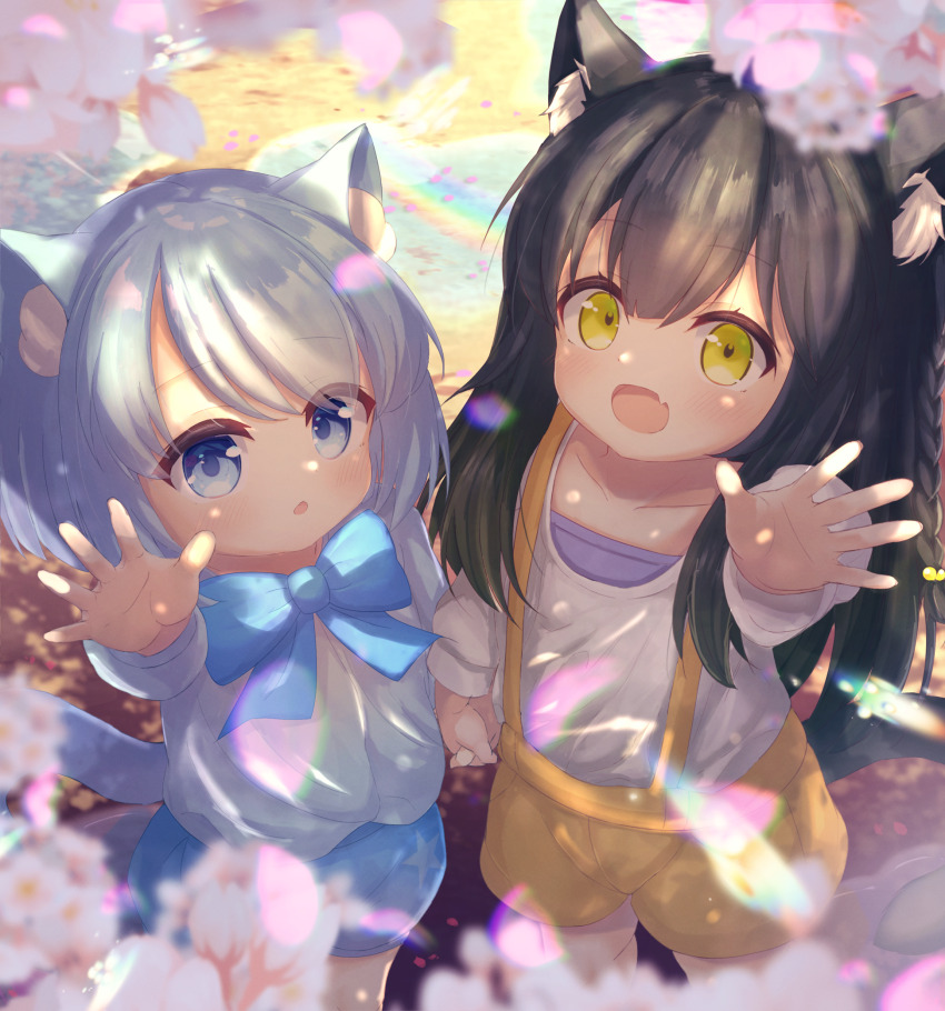 animal_ear_fluff, animal_ears, bemani, black_hair, blue_bow, blue_bowtie, blue_eyes, bow