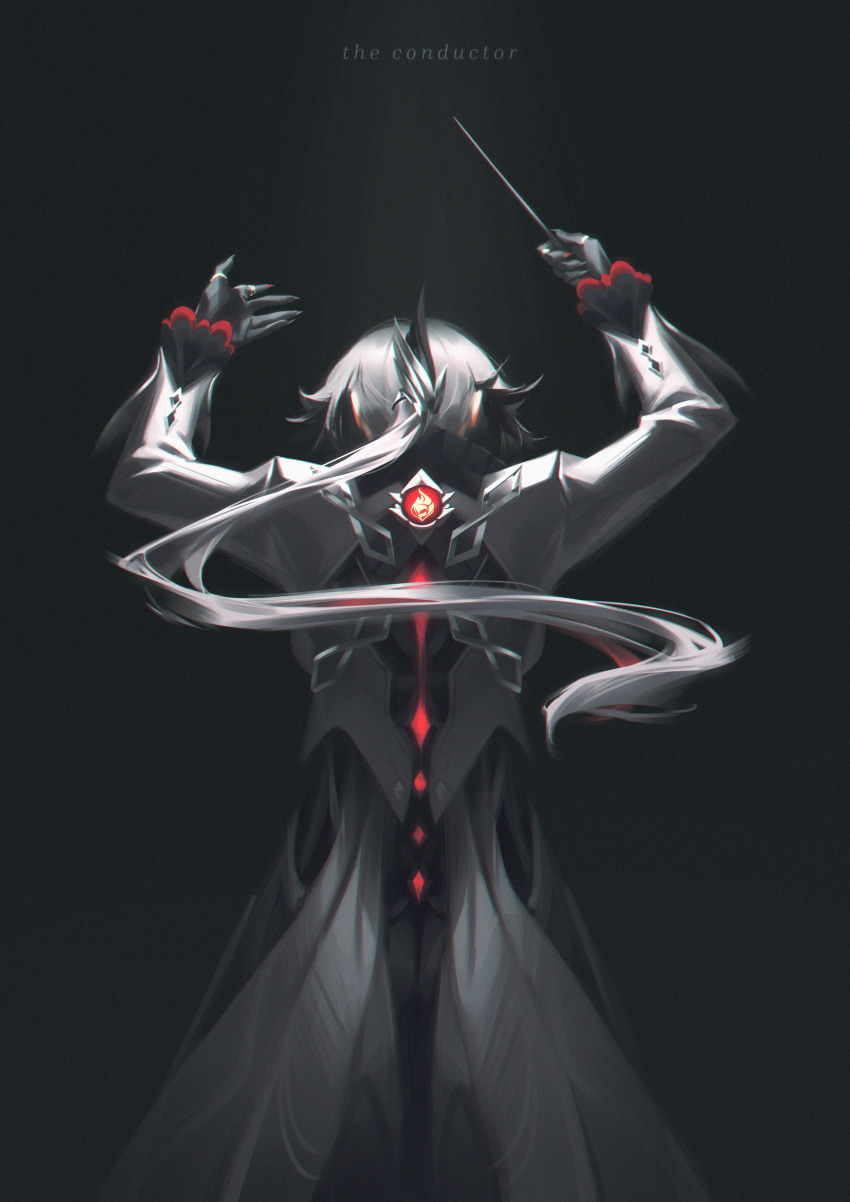 1girl, absurdres, arlecchino_(genshin_impact), arms_up, black_hair, black_hands, black_nails, black_skin