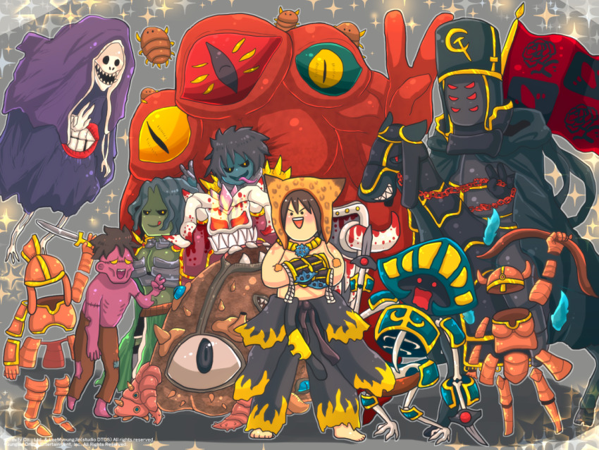 1other, 2girls, 4boys, abysmal_knight, agony_of_royal_knight, ajie_(sura-kun), amdarais, armor