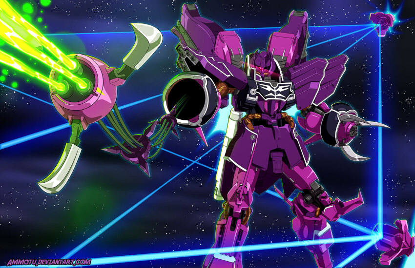 ammotu, arm_cannon, battle, beam_cannon, cable, claws, commentary, deviantart_username