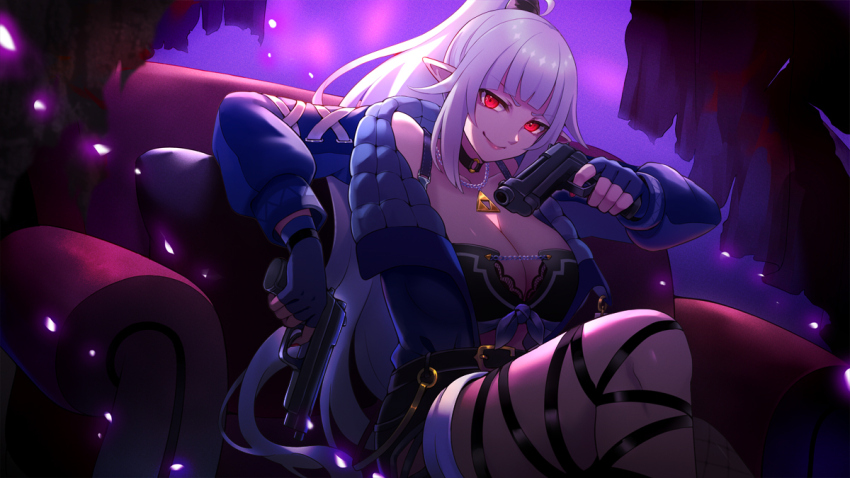 1girl, 60mai, black_bra, black_choker, black_shorts, bra, breasts, choker