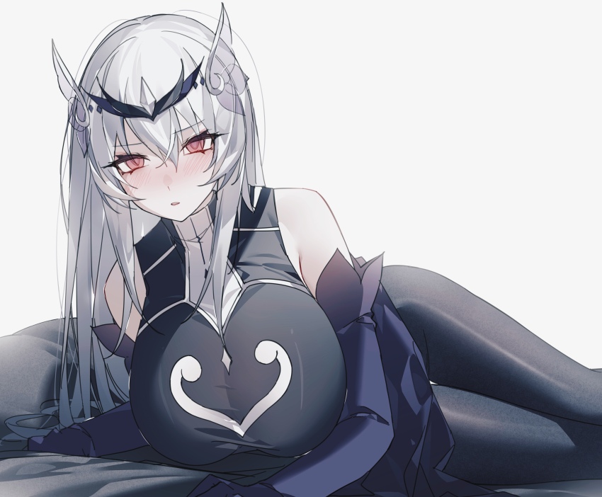 1girl, absurdres, balala_the_fairies, bare_shoulders, black_dress, black_gloves, black_pantyhose, blush