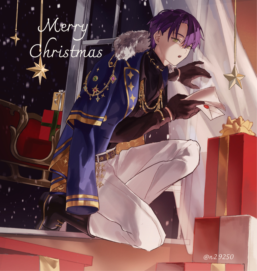 1boy, absurdres, belt, black_boots, black_gloves, black_shirt, blue_jacket, boots