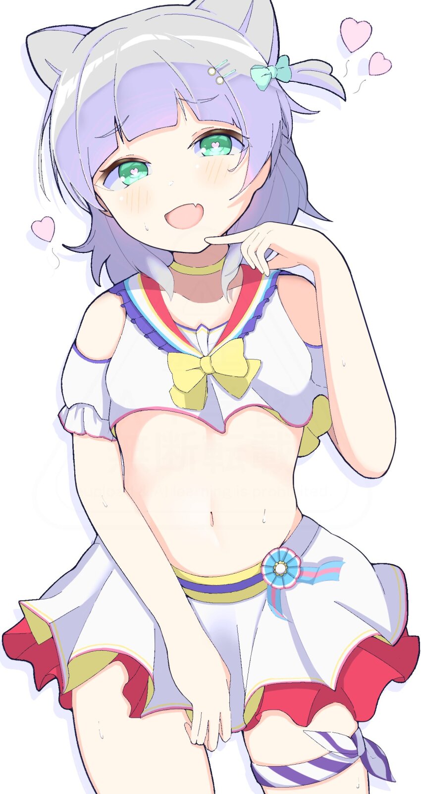 1girl, :d, absurdres, animal_ears, blush, bow, cat_ears, choker