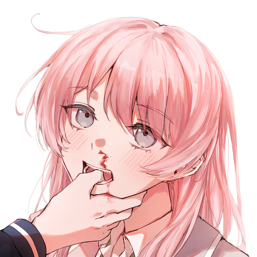 2girls, bang_dream!, bang_dream!_it's_mygo!!!!!, blood, blush, chihaya_anon, chinese_commentary, collared_shirt