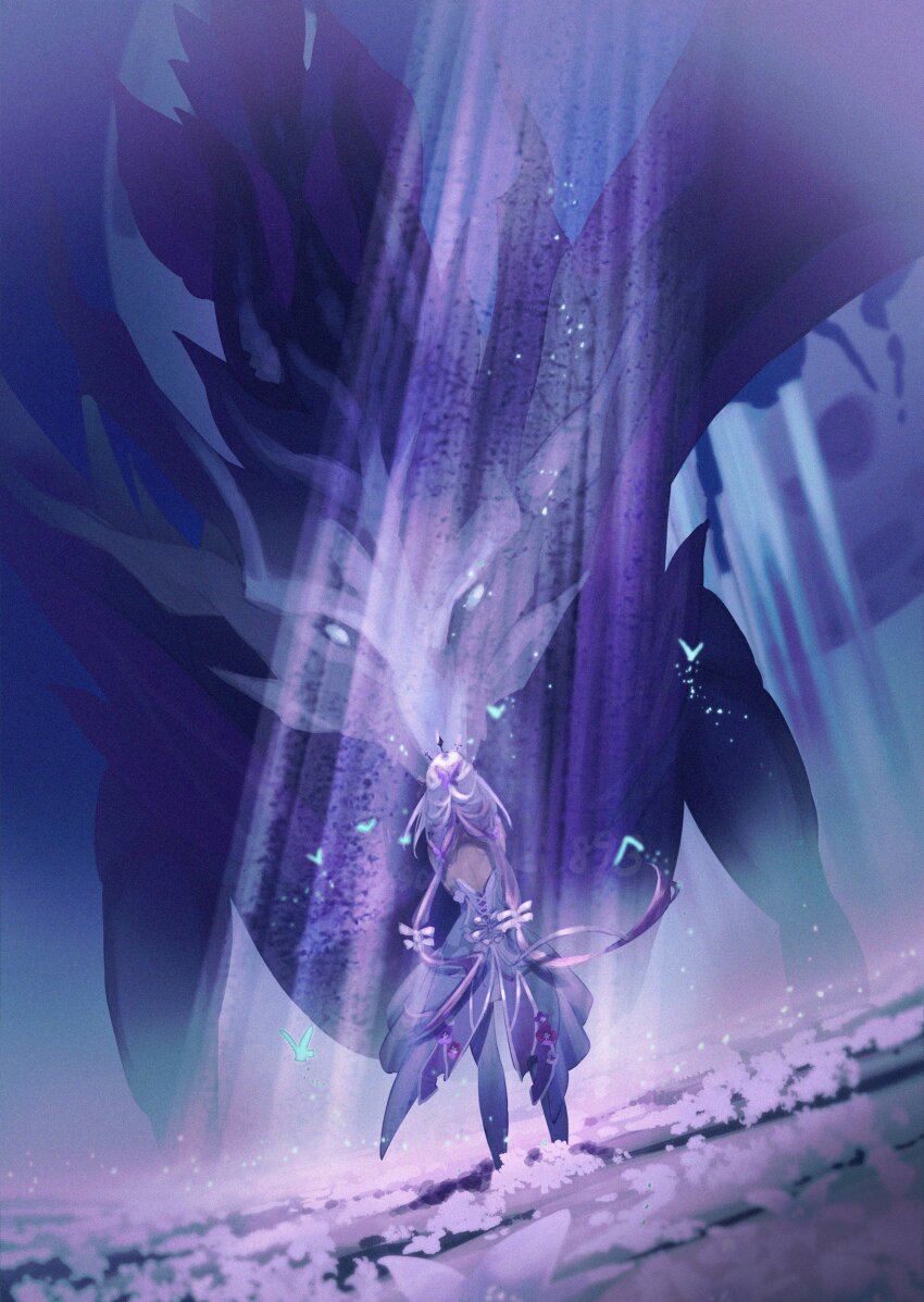 1girl, absurdres, asa_tuki_893, backless_dress, backless_outfit, bare_back, blue_butterfly, bug