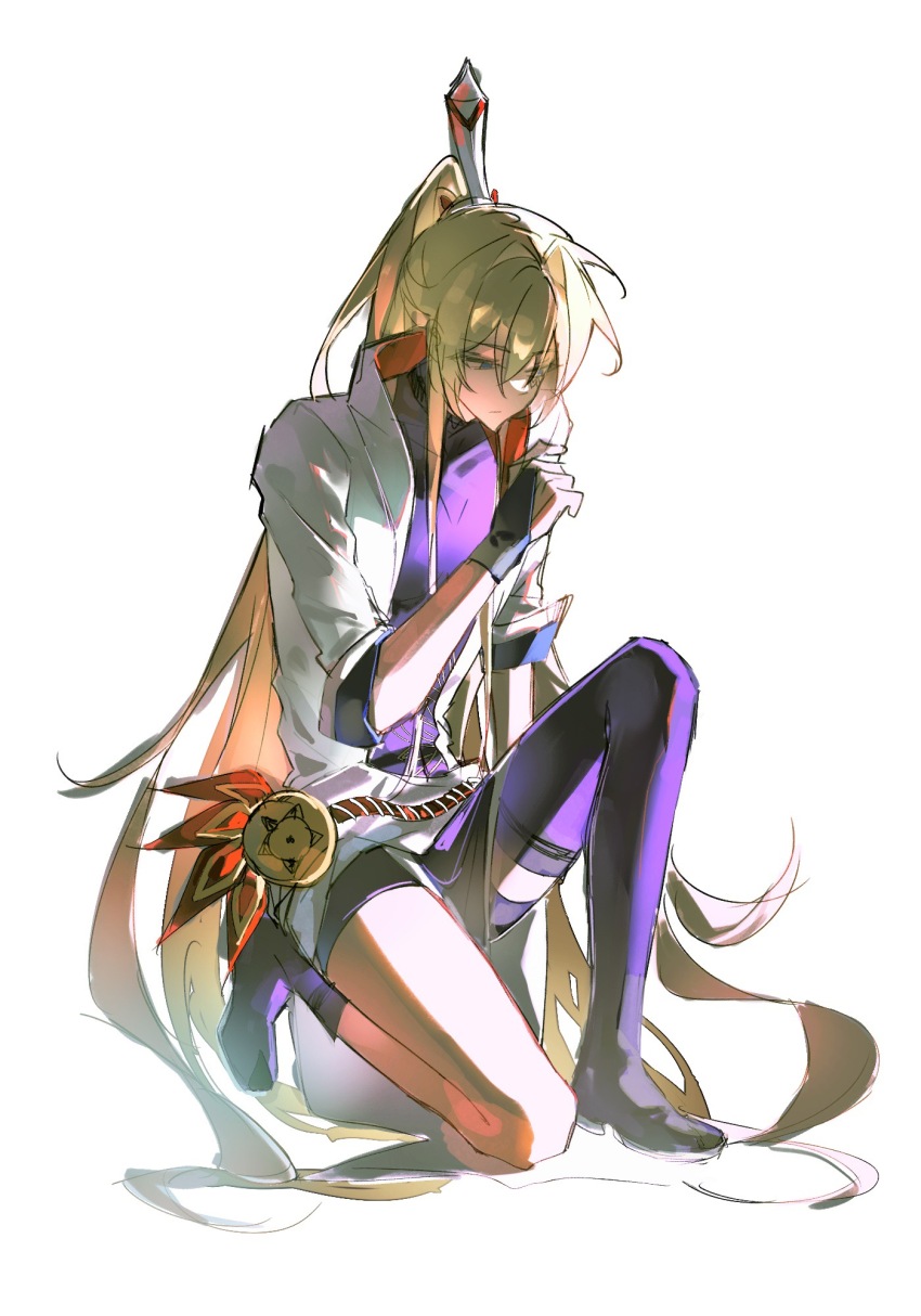 1boy, asymmetrical_footwear, black_gloves, blonde_hair, boots, chinese_commentary, closed_mouth, commentary_request