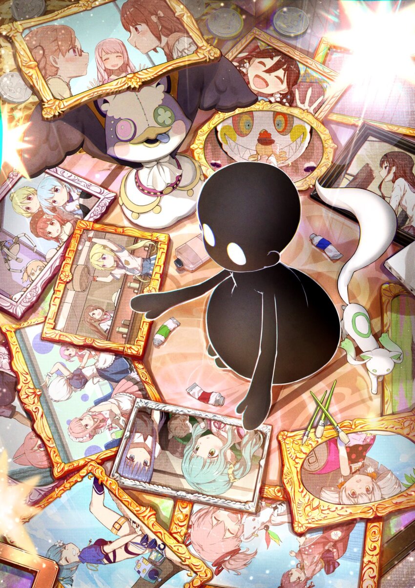 1girl, a-q_(madoka_magica), akemi_homura, akino_kaede, charlotte_(madoka_magica), full_body, futaba_sana, highres