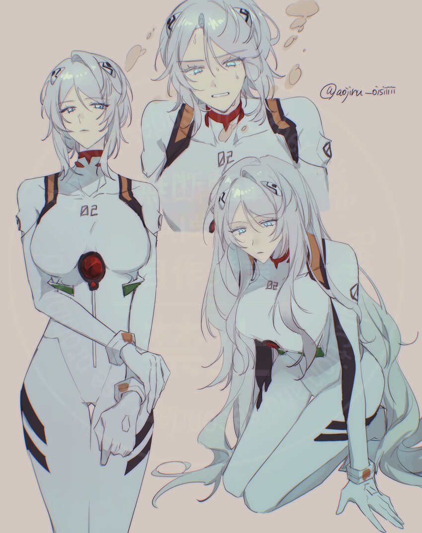 1girl, alternate_hairstyle, aojiru_oisiiiii, blue_eyes, bodysuit, breasts, faust_(project_moon), gloves