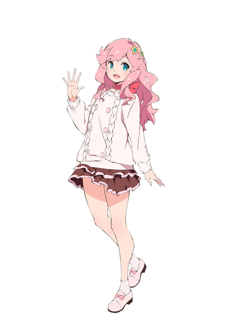 1girl, arm_at_side, blue_eyes, bow, brown_skirt, buttons, double-breasted, footwear_bow