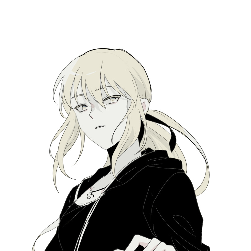 1girl, artoria_pendragon_(fate), black_hoodie, blonde_hair, breasts, commentary_request, fate/grand_order, fate_(series)