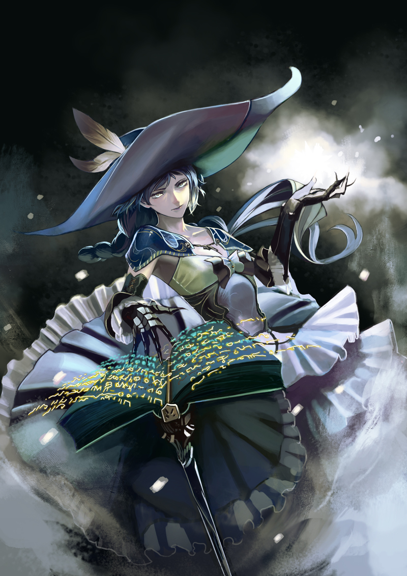 1girl, bad_id, bad_pixiv_id, blue_eyes, blue_hair, book, dress, dutch_angle