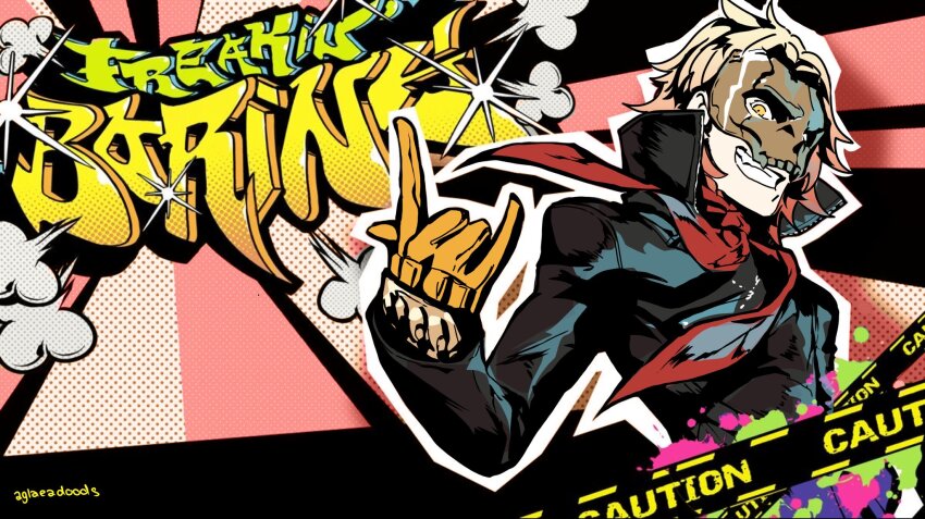 1boy, black_jacket, blonde_hair, commentary, english_commentary, gloves, hand_up, high_collar