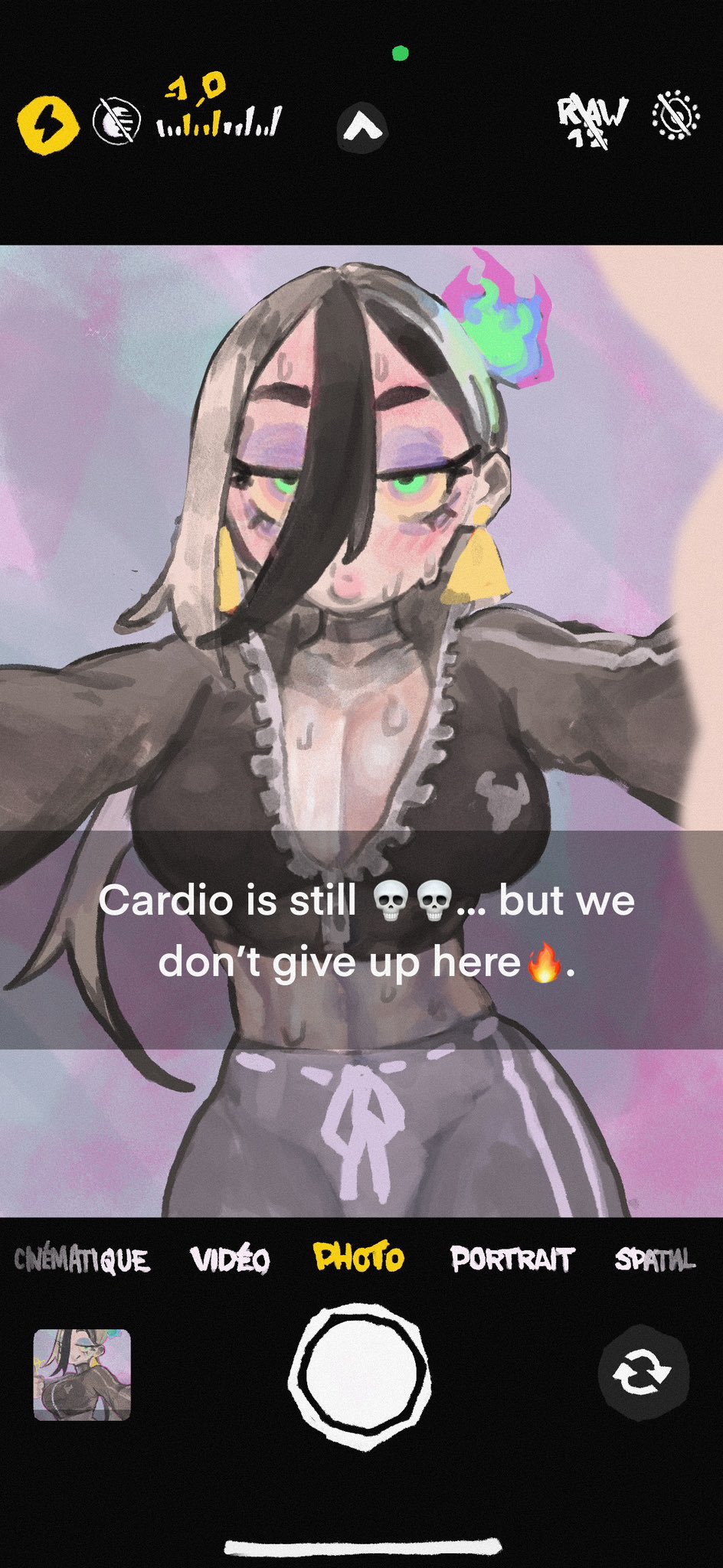 1girl, black_choker, black_hair, black_jacket, black_pants, black_track_suit, blonde_hair, blue_eyeshadow