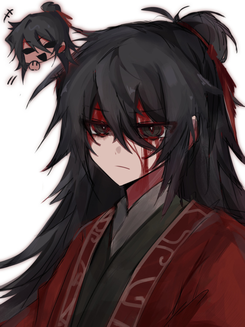 +++, 2boys, 3305114589, black_eyes, black_hair, black_hanfu, blood, blood_on_face