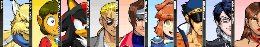 3girls, 6+boys, alef_(shining_force), alex_kidd, alex_kidd_(character), amabane_shou, arle_nadja, bahn